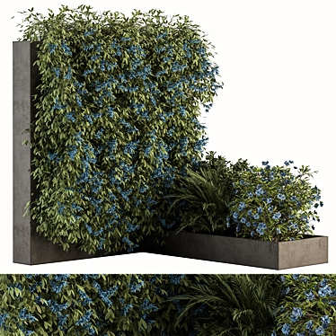 Outdoor Plant Set 388- Concrete Plant Box Set with Blue Flower