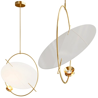 Golden White Acrylic Metal Pendant 3D model image 1 