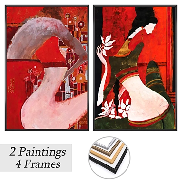 Modern Art Set with Varietal Frames 3D model image 1 