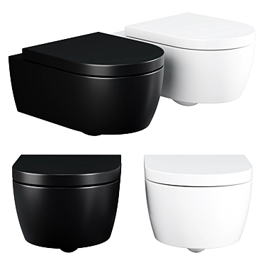 Modern Wall-Mounted Toilet Set 3D model image 1 