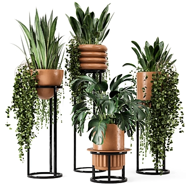 Rusty Concrete Pot Indoor Plants 3D model image 1 