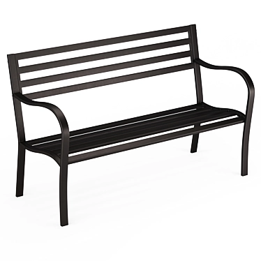 Anthracite Steel Garden Bench 3D model image 1 