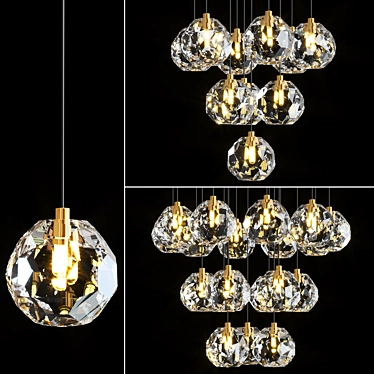 Elegant Crystal Pendant Chandelier 3D model image 1 