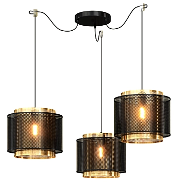 Modern Adjustable Three-Light Pendant 3D model image 1 