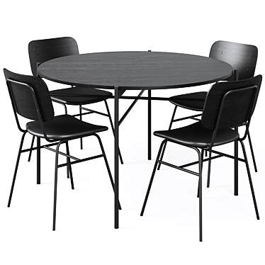 Modern Black Dining Set by Rowico 3D model image 1 