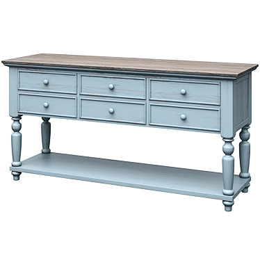 Rustic Blue Farmhouse Console 3D model image 1 