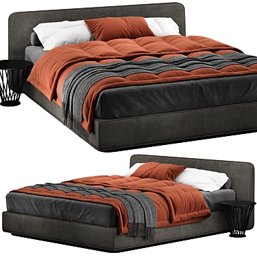 Sleek Minotti Roger Bed 3D model image 1 