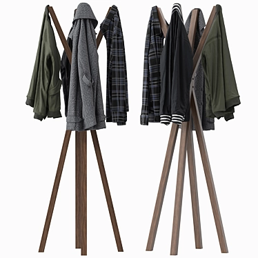 Modern Wall-Mounted Coat Rack 3D model image 1 