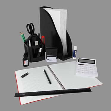 Office Desk Stationery Set 3D model image 1 