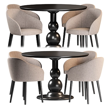 Lux Deco Mango Wood Dining Set 3D model image 1 