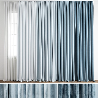 Premium 3D Curtain Model Set 3D model image 1 