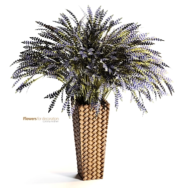 Large Purple Plastic Heather Bush 3D model image 1 