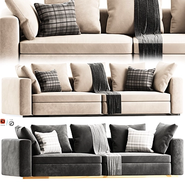 Modern 3-Seater Fabric Sofa 3D model image 1 