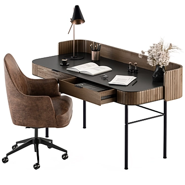 Modern Wood Black Office Table 3D model image 1 