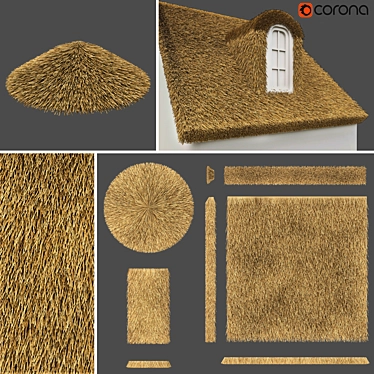 Thatched Roof Set Construction Kit 3D model image 1 