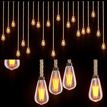 Vintage Edison Pendant Lighting 3D model image 1 