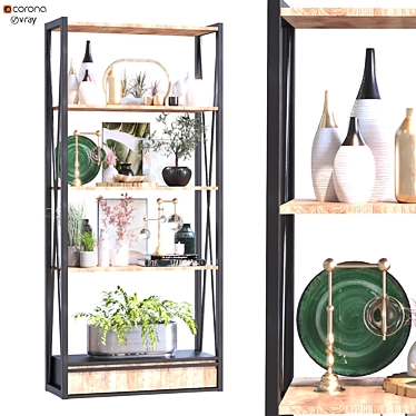 Modern Shelf Set for Decor 3D model image 1 