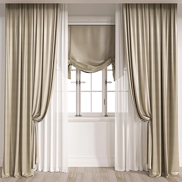 Multi-Format 3D Curtain Model 3D model image 1 