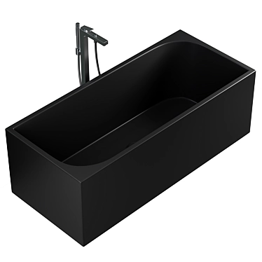 Elegant Black Solid Surface Bathtub 3D model image 1 