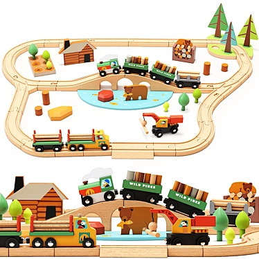  Rustic Wild Pines Train Set 3D model image 1 