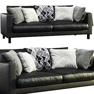 Modern Leather Sofa by Ikea 3D model image 1 