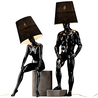 Hommer Gold Black Human Floor Lamp 3D model image 1 