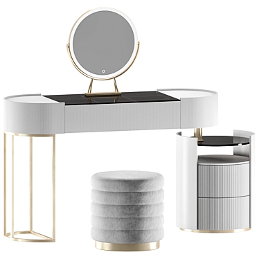 Modern Dressing Table Set with Mirror 3D model image 1 