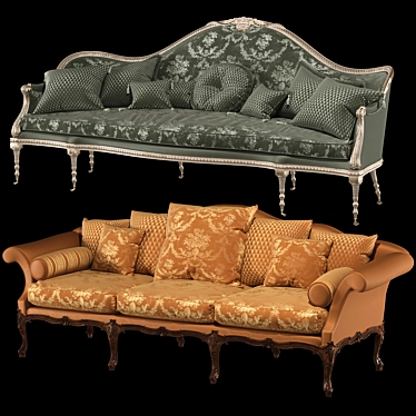 Antique English Sofa Settees 3D model image 1 