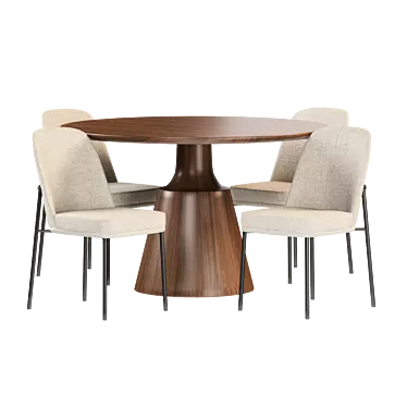 Modern Metal Frame Dining Set 3D model image 1 