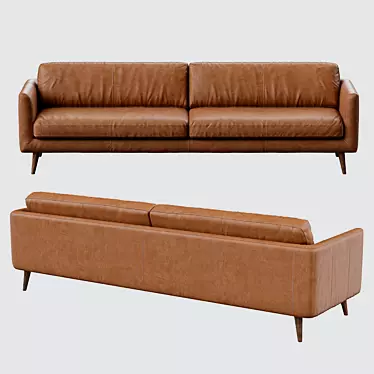 Premium Leather Classic Style Sofa 3D model image 1 