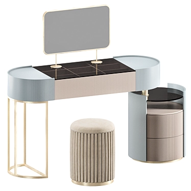 Modern Design Vanity Set with Mirror 3D model image 1 