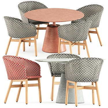 Outdoor Duo: Mbrace Armchair & Rock Table 3D model image 1 