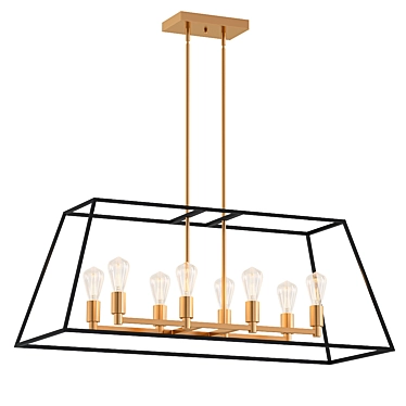Vintage 8-Light Chandelier Black Gold 3D model image 1 