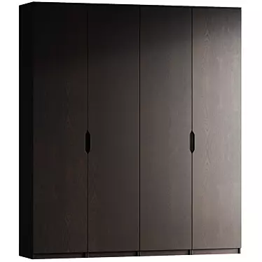 Minimalist Dark Wood Wardrobe 3D model image 1 