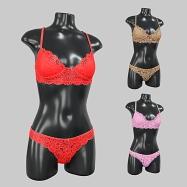 Lingerie Mannequin Set - Trio 3D model image 1 