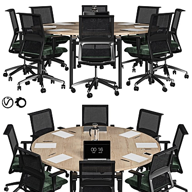  Modern Oval Conference Table 3D model image 1 