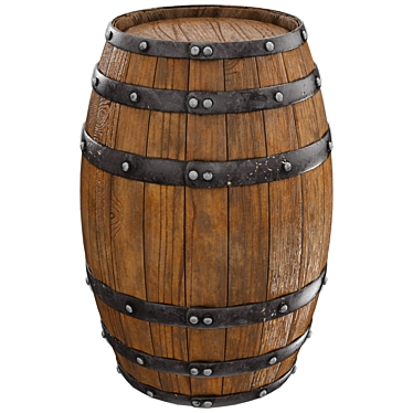 Rustic Wood Barrel Display Stand 3D model image 1 