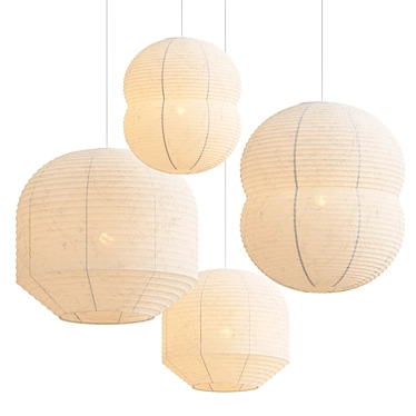Elegant Hotaru Pendant Lanterns 3D model image 1 