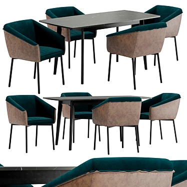 Modern Dining Set Nils & Oslo 3D model image 1 