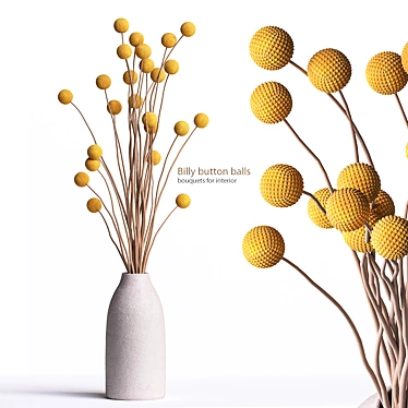 Yellow Billy Button Bouquet 3D model image 1 