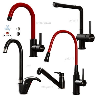 Modern Square Chrome Faucet 3D model image 1 