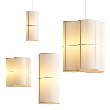 Japanese-Inspired Pendant Lamp Duo 3D model image 1 