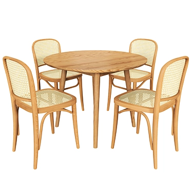 Dion Parquet round dining table and Luca dining chair yellow set