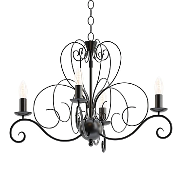 Classic Brown Chandelier with 5 Lights 3D model image 1 