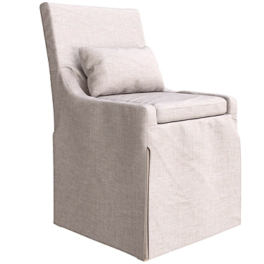 Realistic White Linen Armless Chair 3D model image 1 