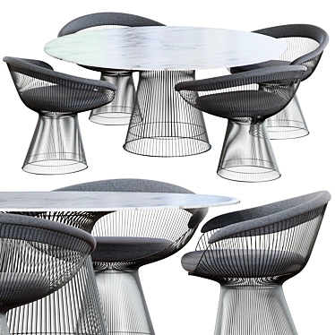 Knoll Platner Set: Armchair & Table 3D model image 1 