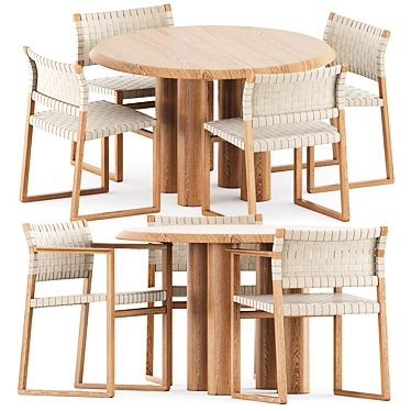 Scandinavian Elegance Dining Set 3D model image 1 