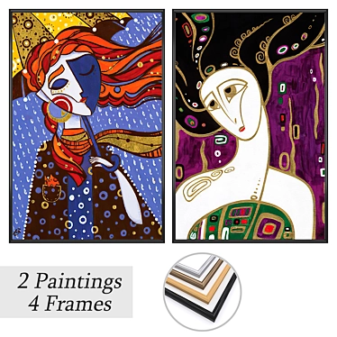 Duo Artwork Set with Frames 3D model image 1 