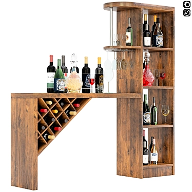 Elegant Wine Bar Set: Sleek Design 3D model image 1 