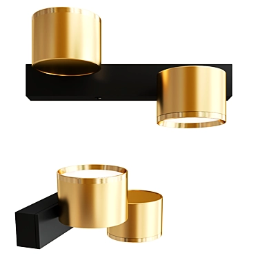 Chic Black & Gold LED Light 3D model image 1 